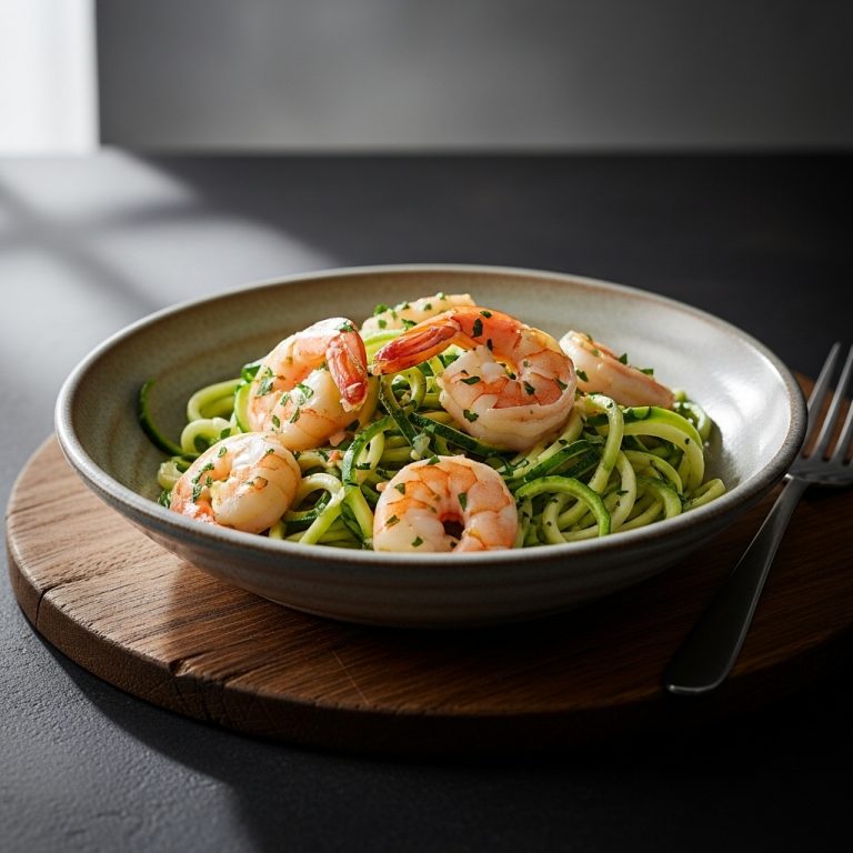 Creamy Garlic Butter Shrimp Scampi with Zucchini Noodles (Keto-Friendly)