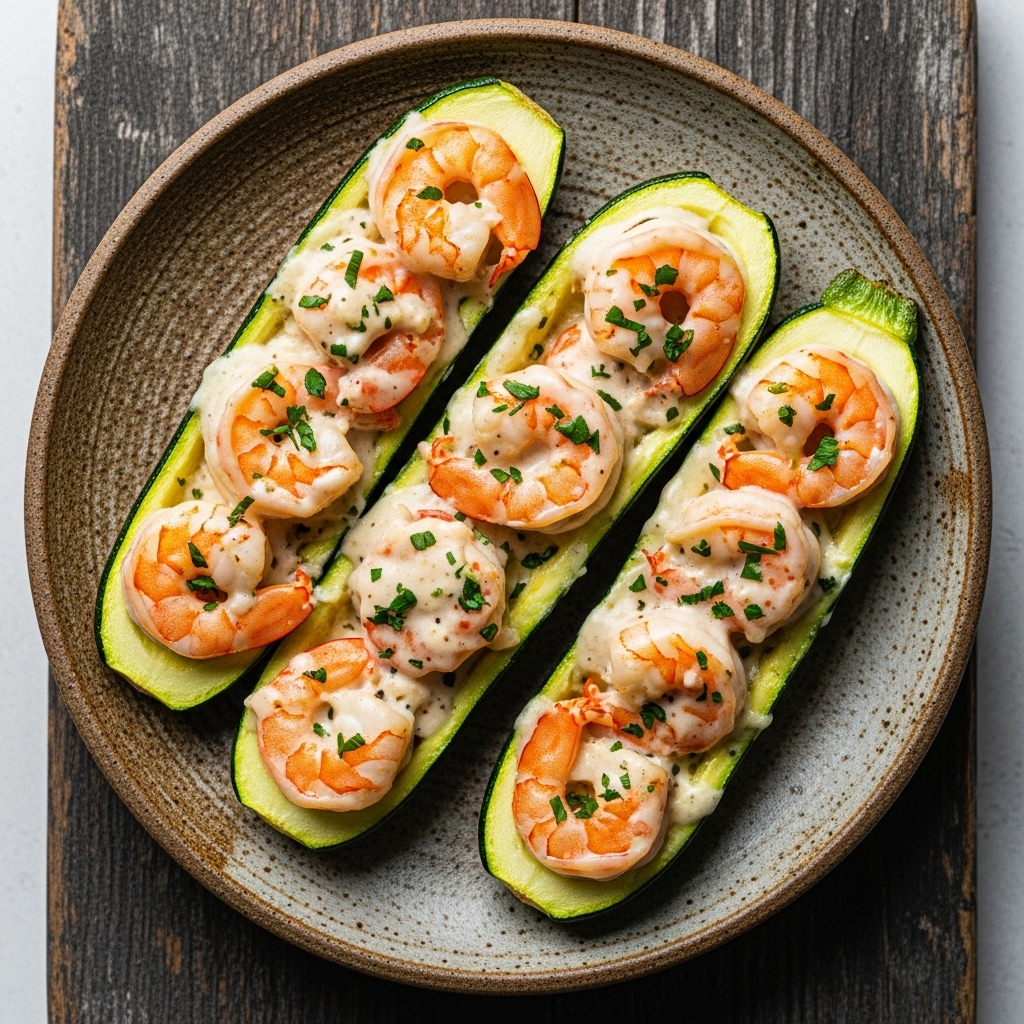 Creamy Keto Garlic Shrimp Zucchini Boats (Paleo-Friendly)