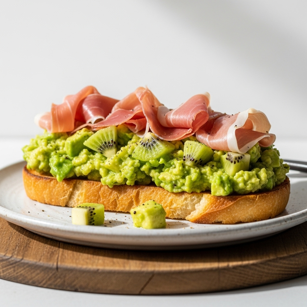 Creamy Kiwi Avocado Smash on Toasted Brioche with Prosciutto – A Mouthwatering New Zealand Brunch Recipe!