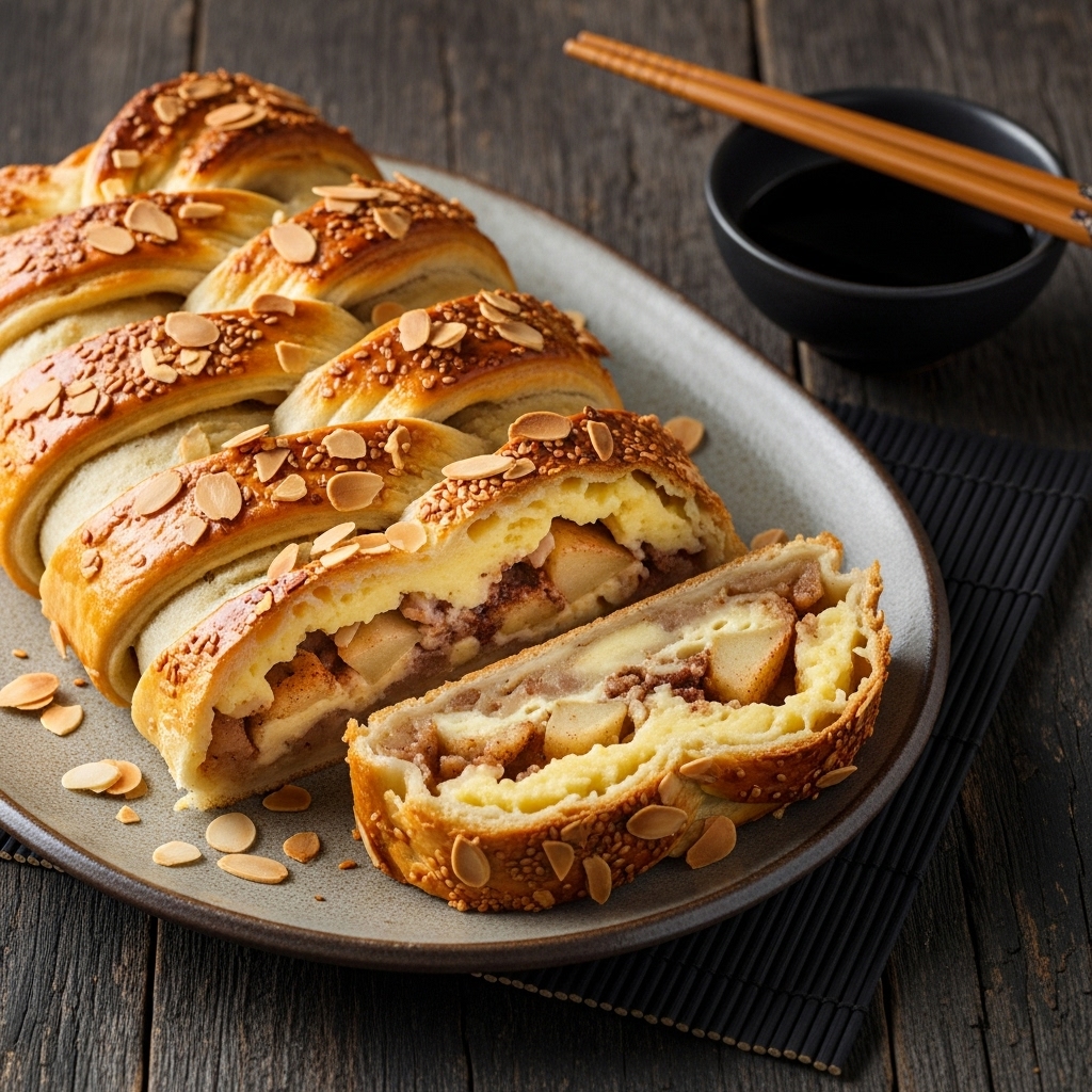 Creamy Paleo German Apple Strudel with Almond Crust