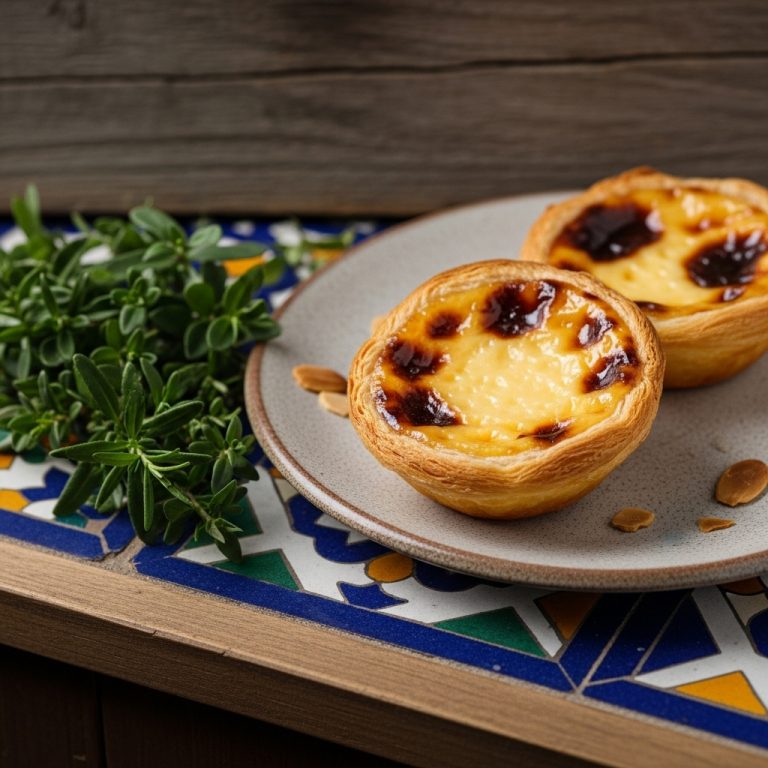 Creamy Portuguese Custard Tarts with Almond Crust (Pastel de Nata)