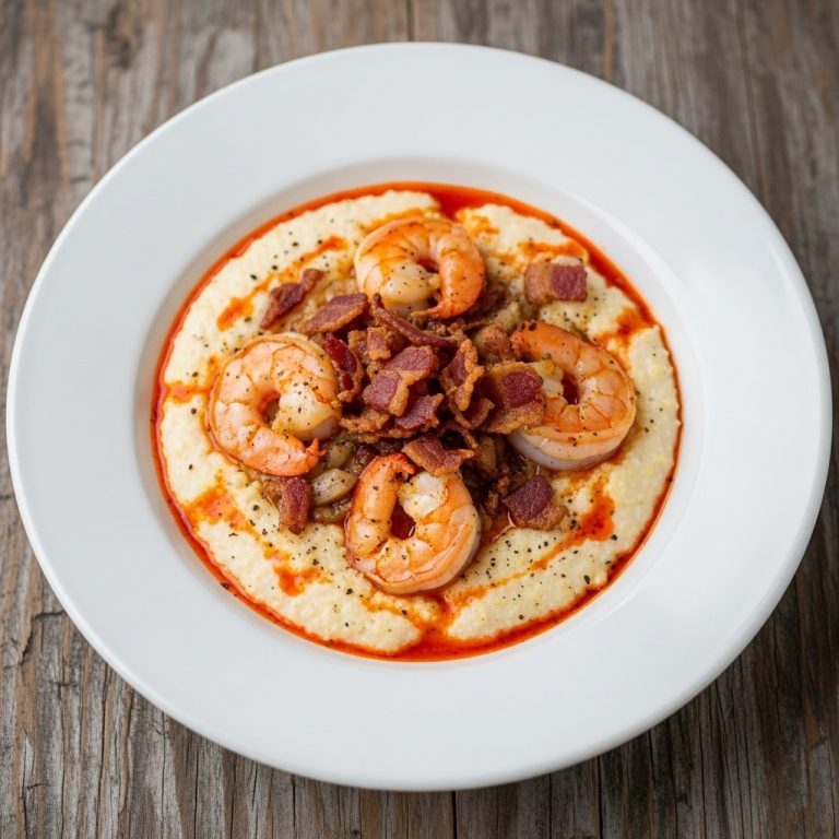Creamy Shrimp & Grits Brunch Delight with Crispy Bacon