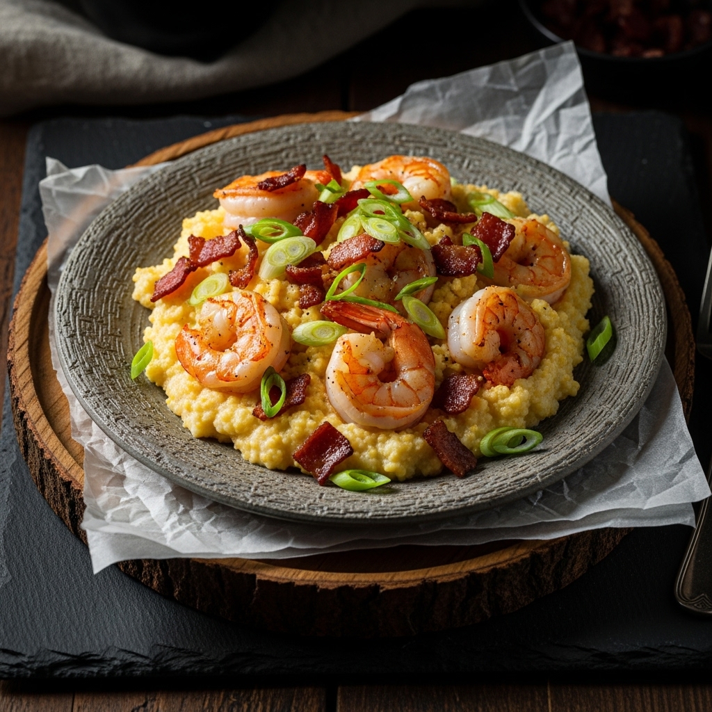 Creamy Southern Keto Shrimp and Grits with Bacon and Scallions