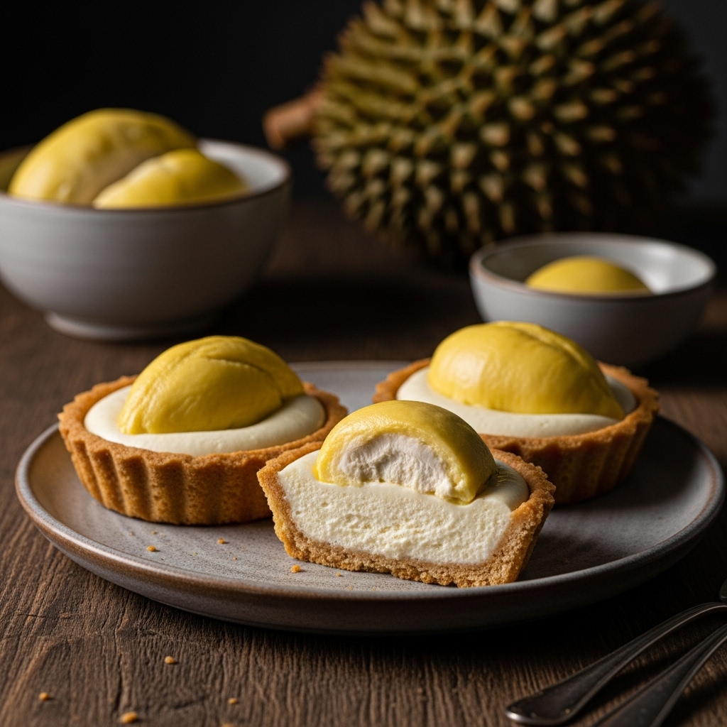 Creamy Vegan Durian Cheesecake Tartlets – A Malaysian Twist on Classic Dessert