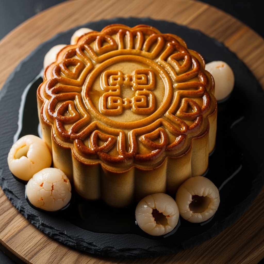 Creamy Vegan Tofu Pudding with Lychee Syrup (Mooncake Style)