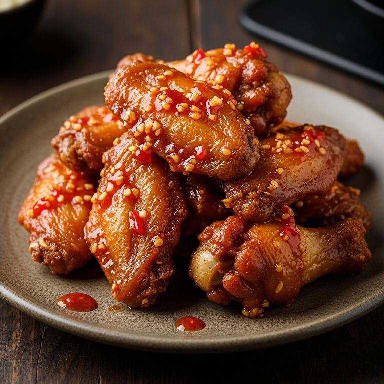 Crispy Air Fryer Chicken Wings with Spicy Garlic Buffalo Sauce