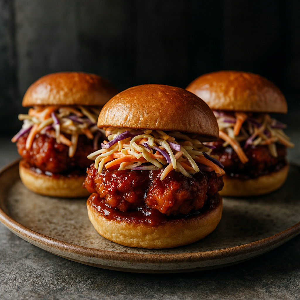 Crispy BBQ Chicken Sliders with Spicy Coleslaw