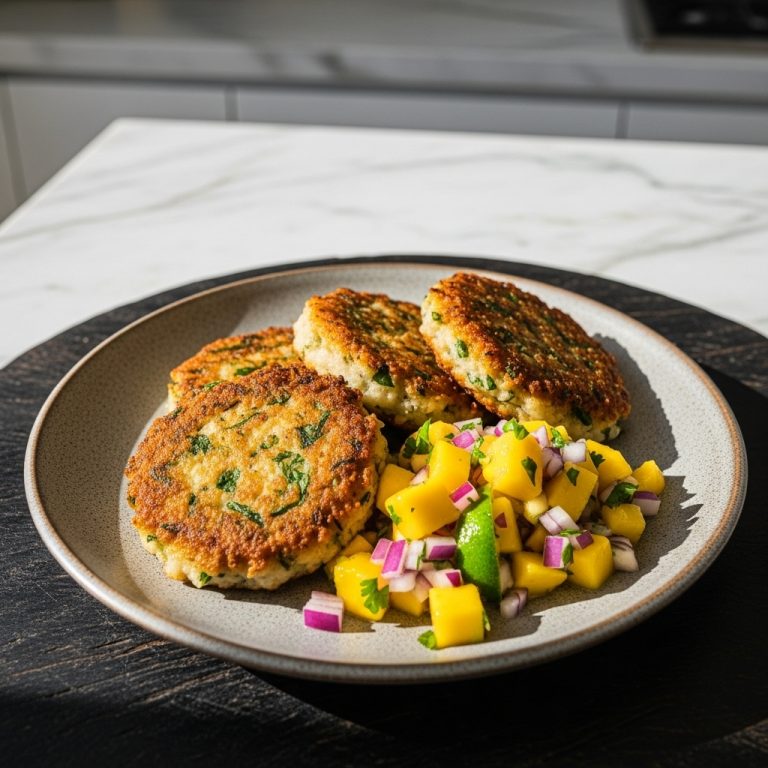 Crispy Caribbean Keto Fish Fritters with Tangy Mango Salsa