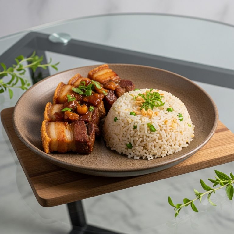 Crispy Pork Belly Adobo with Gluten-Free Garlic Fried Rice – A Filipino Dinner Classic