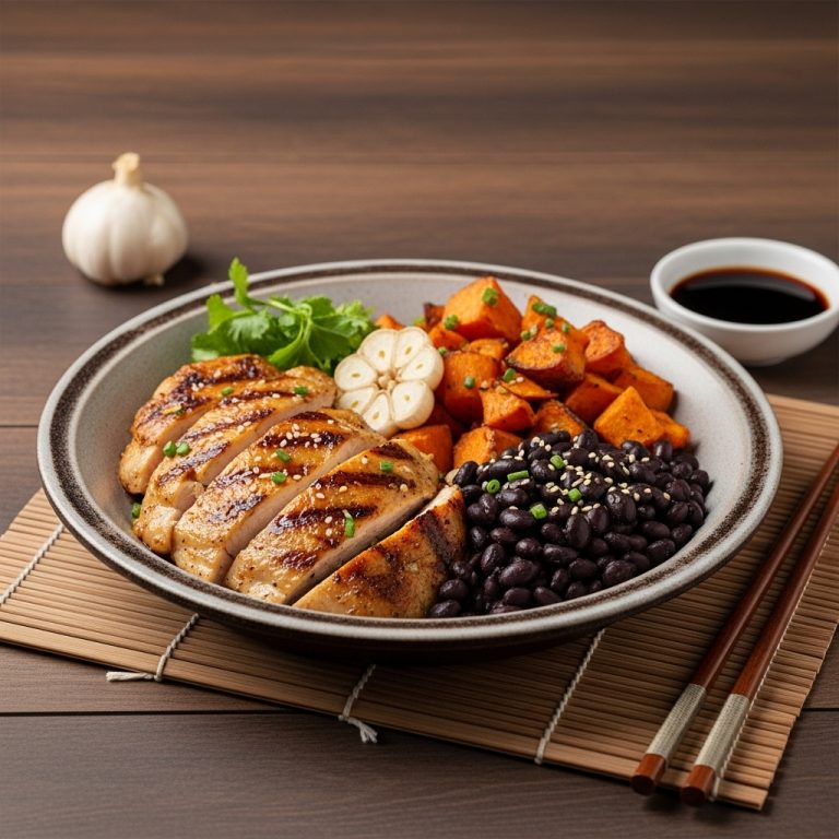 Cuban Lunch Fiesta: Grilled Mojo Marinated Chicken, Garlic Rice, and Black Beans