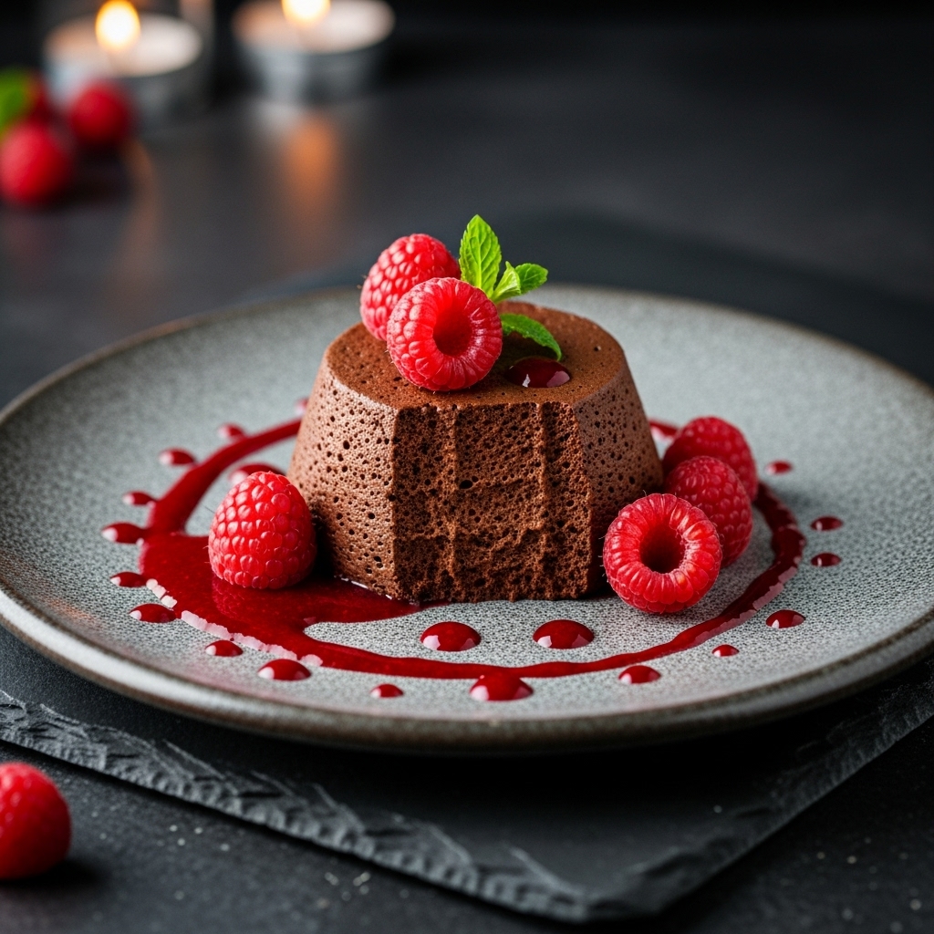 Decadent Keto Chocolate Mousse with Raspberry Couli