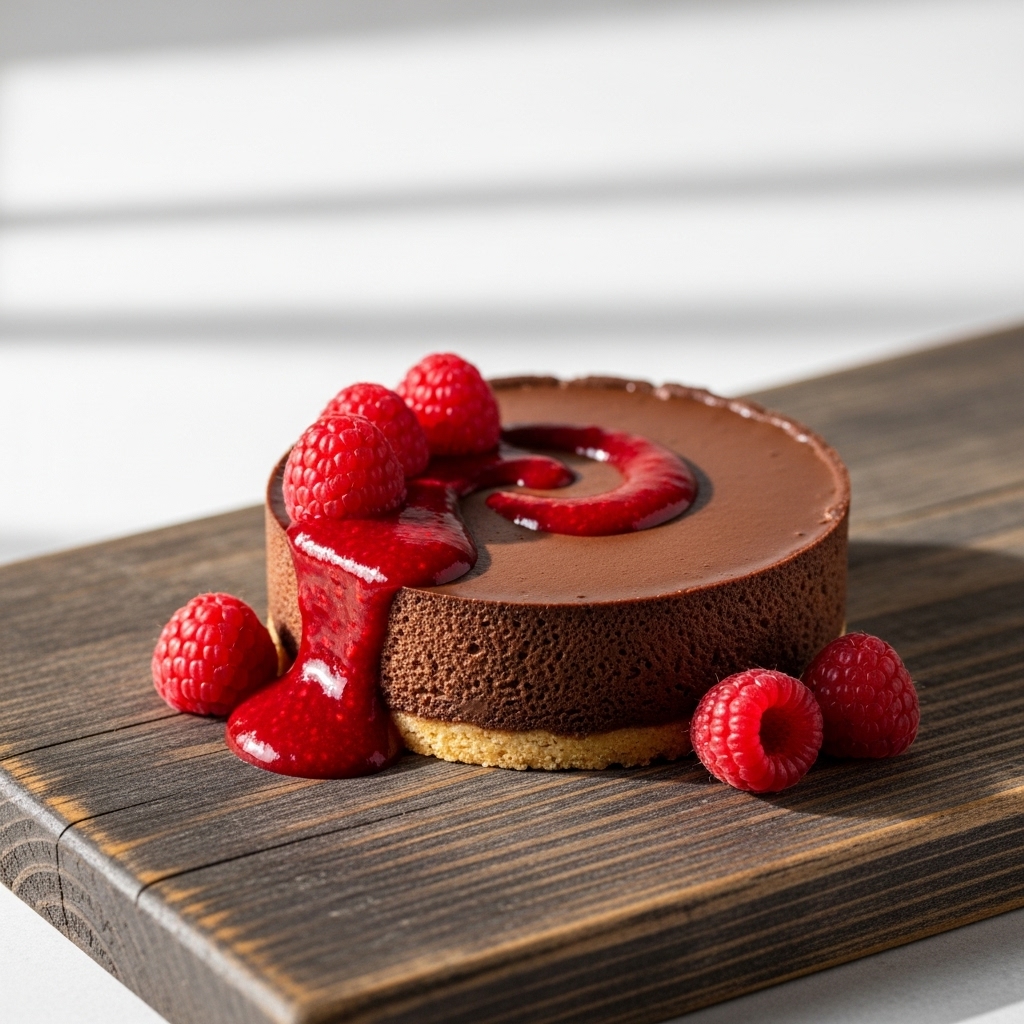 Delectable Chocolate Mousse Tart with Raspberry Coulis