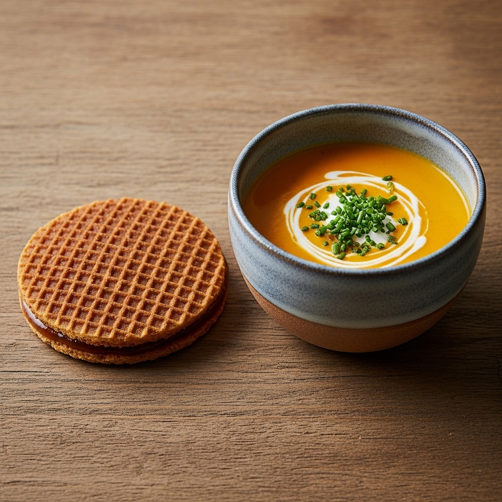 Delectable Dutch Dinner: Vegan Stroopwafel & Carrot-Ginger Soup Duo