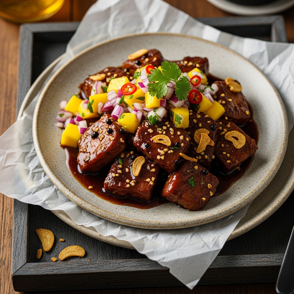 Delectable Filipino Vegetarian Adobo with Mango Salsa