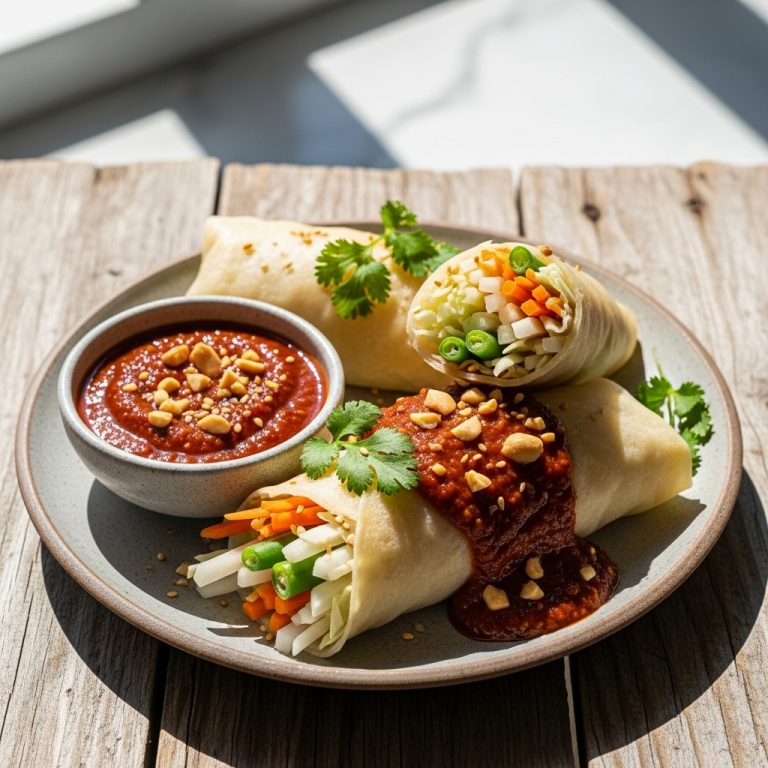 Delectable Filipino Vegetarian Feast: Mouthwatering Lumpiang Sariwa with Spicy Peanut Sauce