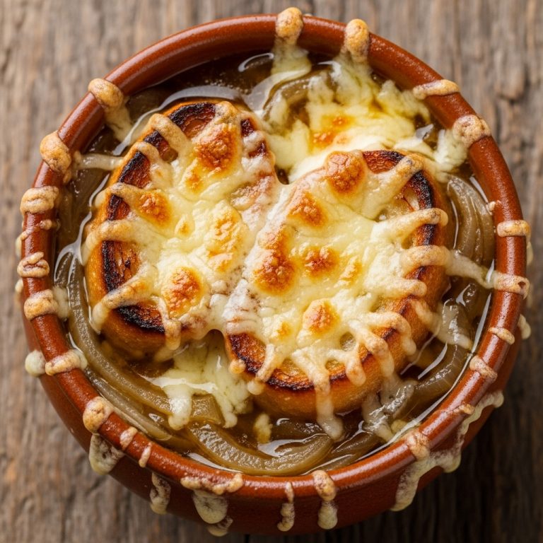 Delectable French Onion Soup Gratinee: A Comforting Classic with Crispy Cheesy Croutons
