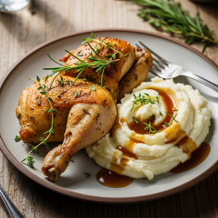Delectable Gluten-Free Dutch Lunch: Herb-Roasted Chicken with Garlic Mashed Potatoes