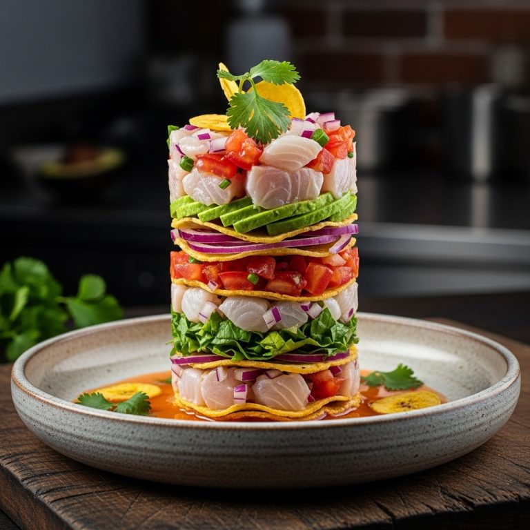Delectable Gluten-Free Mexican Ceviche Tower: A Fusion of Flavors and Textures