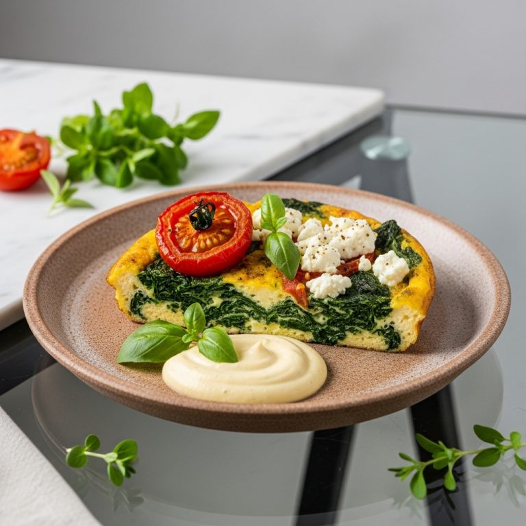 Delectable Italian Brunch: Spinach Feta Frittata with Roasted Tomato & Garlic Aioli