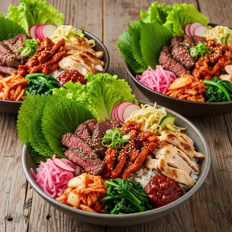 Delectable Korean BBQ Ssam Rice Bowls