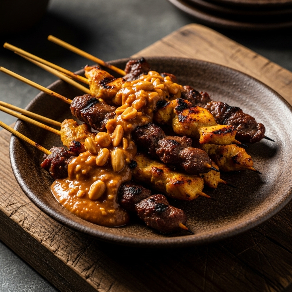 Delectable Malaysian Satay Skewers with Peanut Sauce