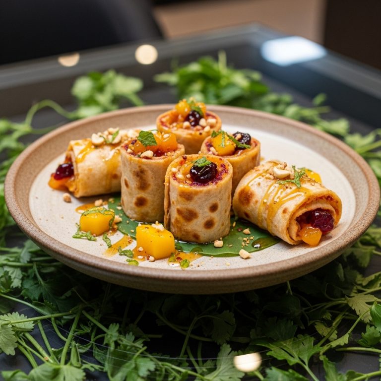 Delectable Pakistani Vegetarian Dessert: Fruit Chutney Paratha Rolls