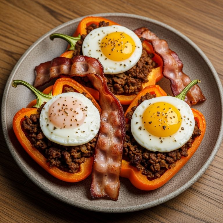 Delectable Paleo Hungarian Brunch: Wholesome Gyro-Stuffed Bell Peppers with Smoky Eggs & Bacon