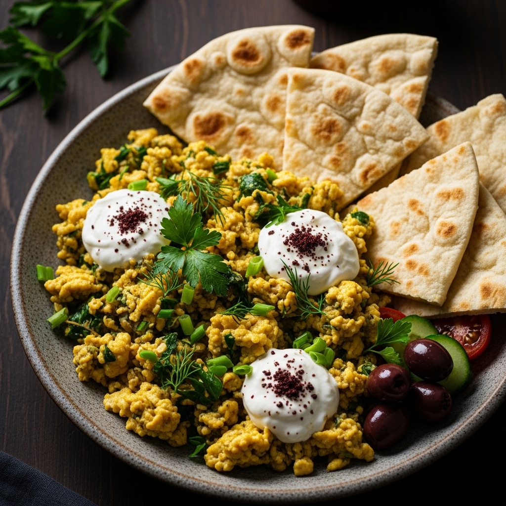 “Delectable Persian Keto Brunch: Shakarab, Herbed Scrambled Eggs, and Keto Lavash”