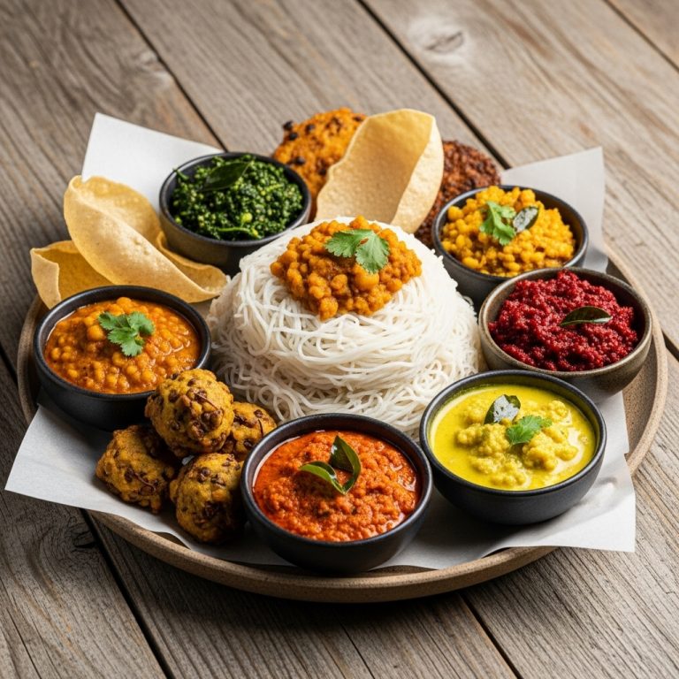 Delectable Sri Lankan Vegetarian Breakfast Platter: A Mouthwatering Sensory Experience