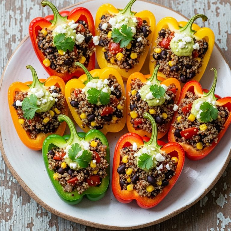 Delectable Stuffed Bell Peppers with Quinoa and Black Bean Filling – A Vegetarian Fiesta!