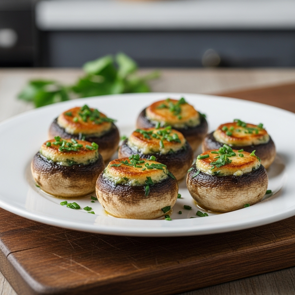 Delectable Vegan French Escargot-Stuffed Mushrooms with Garlic Herb Butter