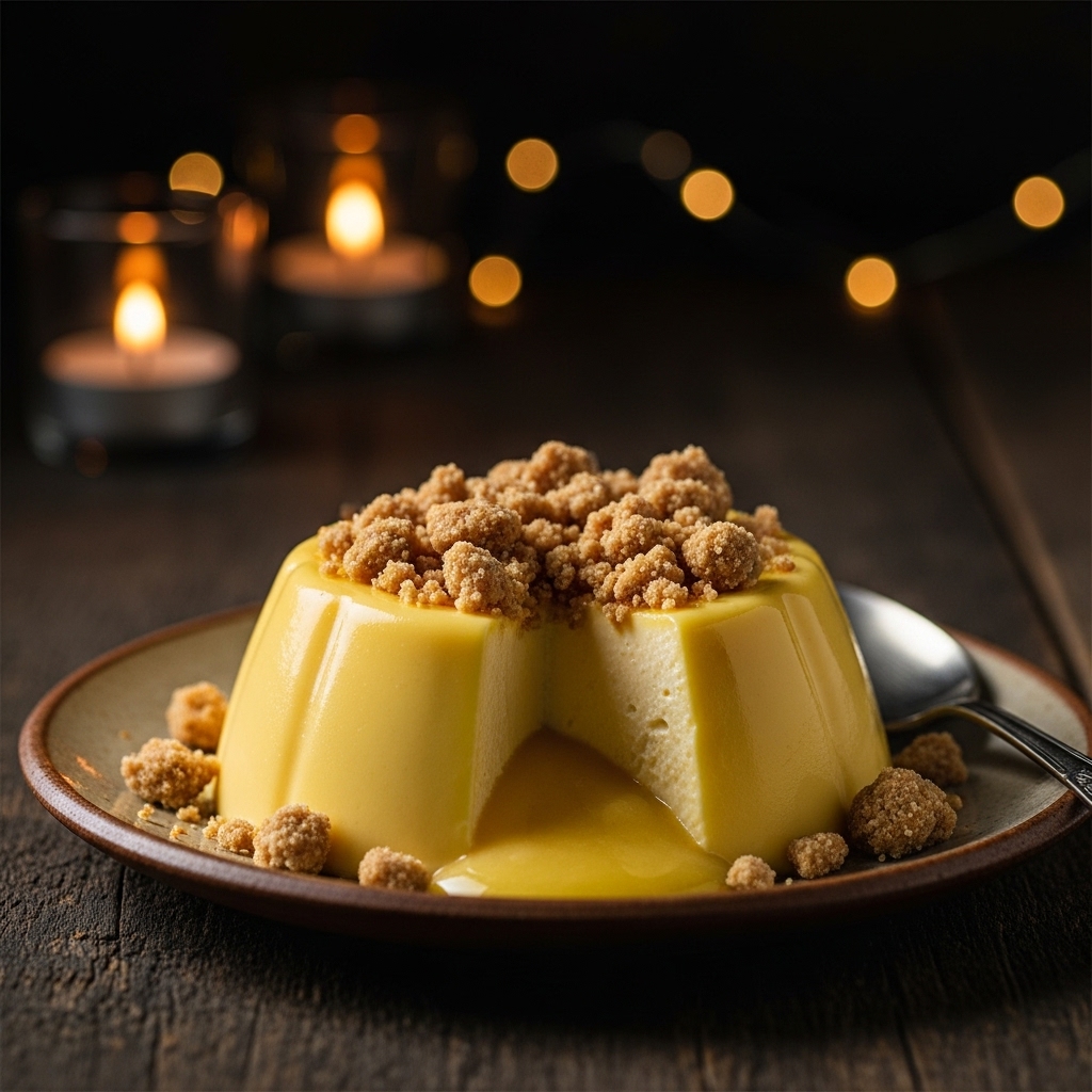 Delectable Vegan Mango Cardamom Panna Cotta with Almond Crumble Topping