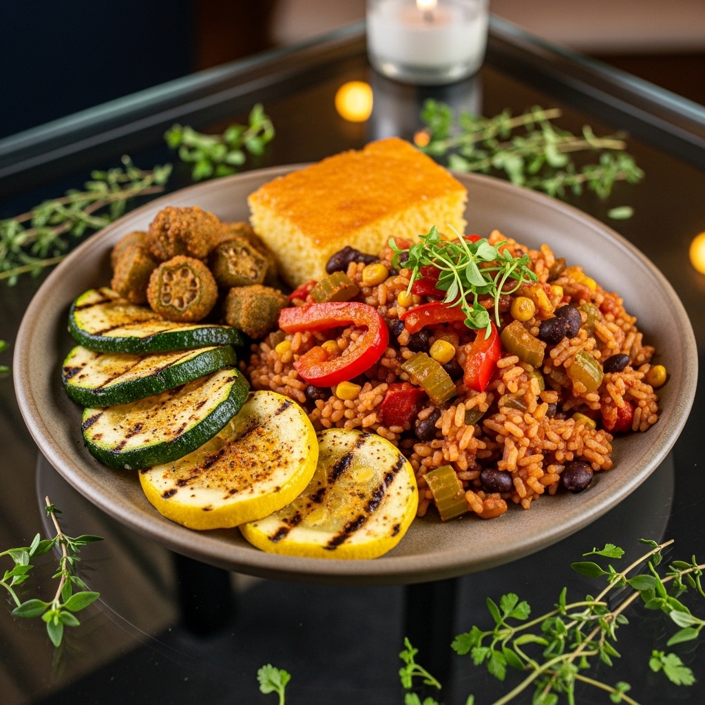 Delectable Veggie Cajun Feast: A Scrumptious and Vibrant Vegetarian Dinner