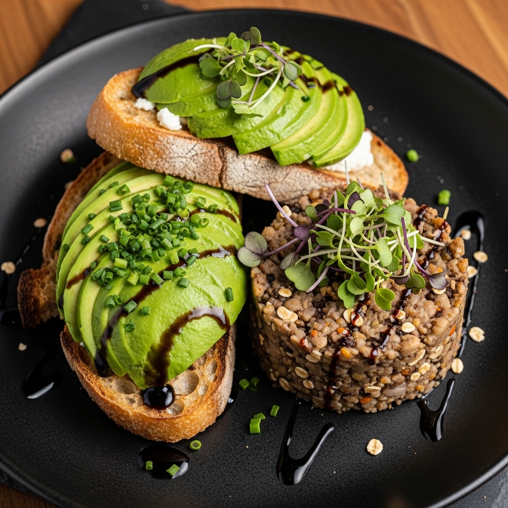 Delectable Veggie Haggis and Avocado Toast Brunch Bowl – A Flavorful Scottish Vegetarian Delight