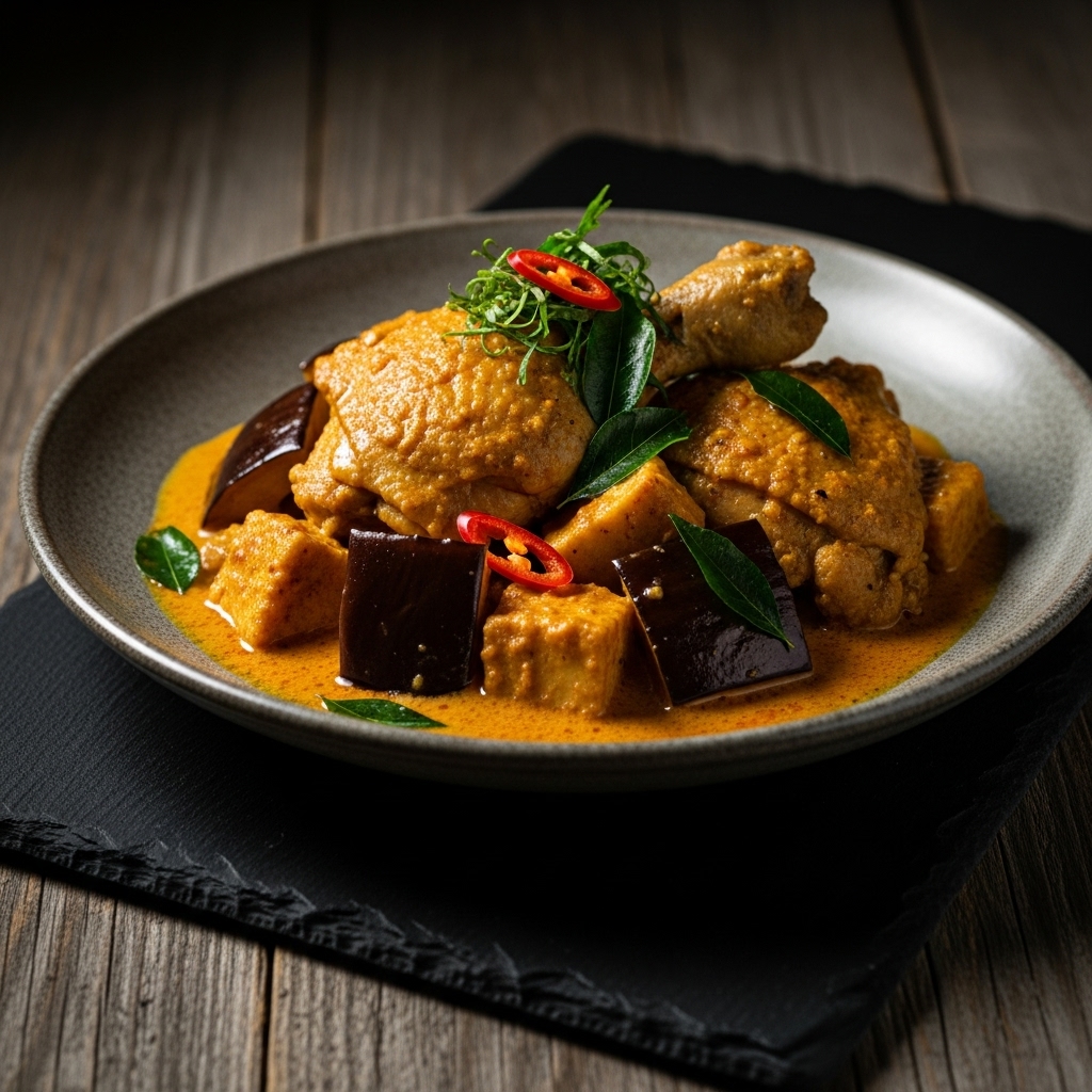 Delicious Sri Lankan Keto Coconut Curry Chicken with Eggplant – A Cinematic Dinner Masterpiece