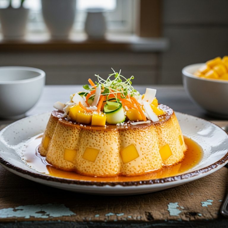 Delightful Cuban Dessert: Mango-Coconut Flan with a Veggie Twist