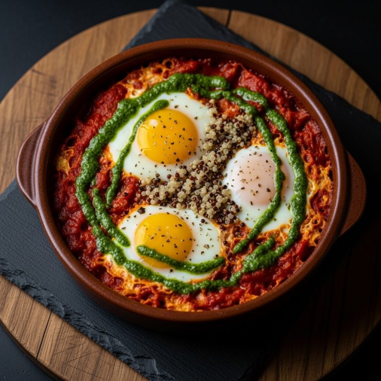 Delightful Gluten-Free Argentinian Breakfast: Chimichurri Shakshuka with Quinoa