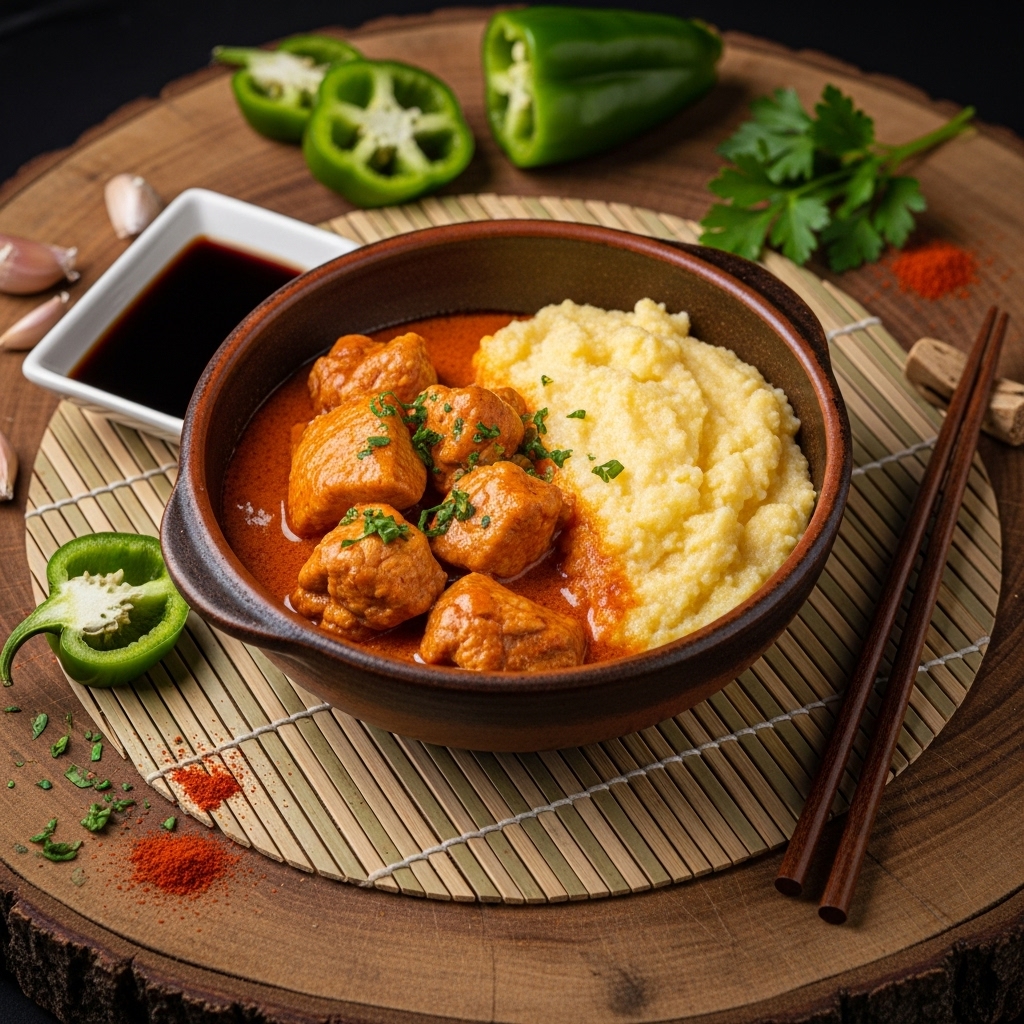 “Delightful Gluten-Free Hungarian Chicken Paprikash with Creamy Polenta”