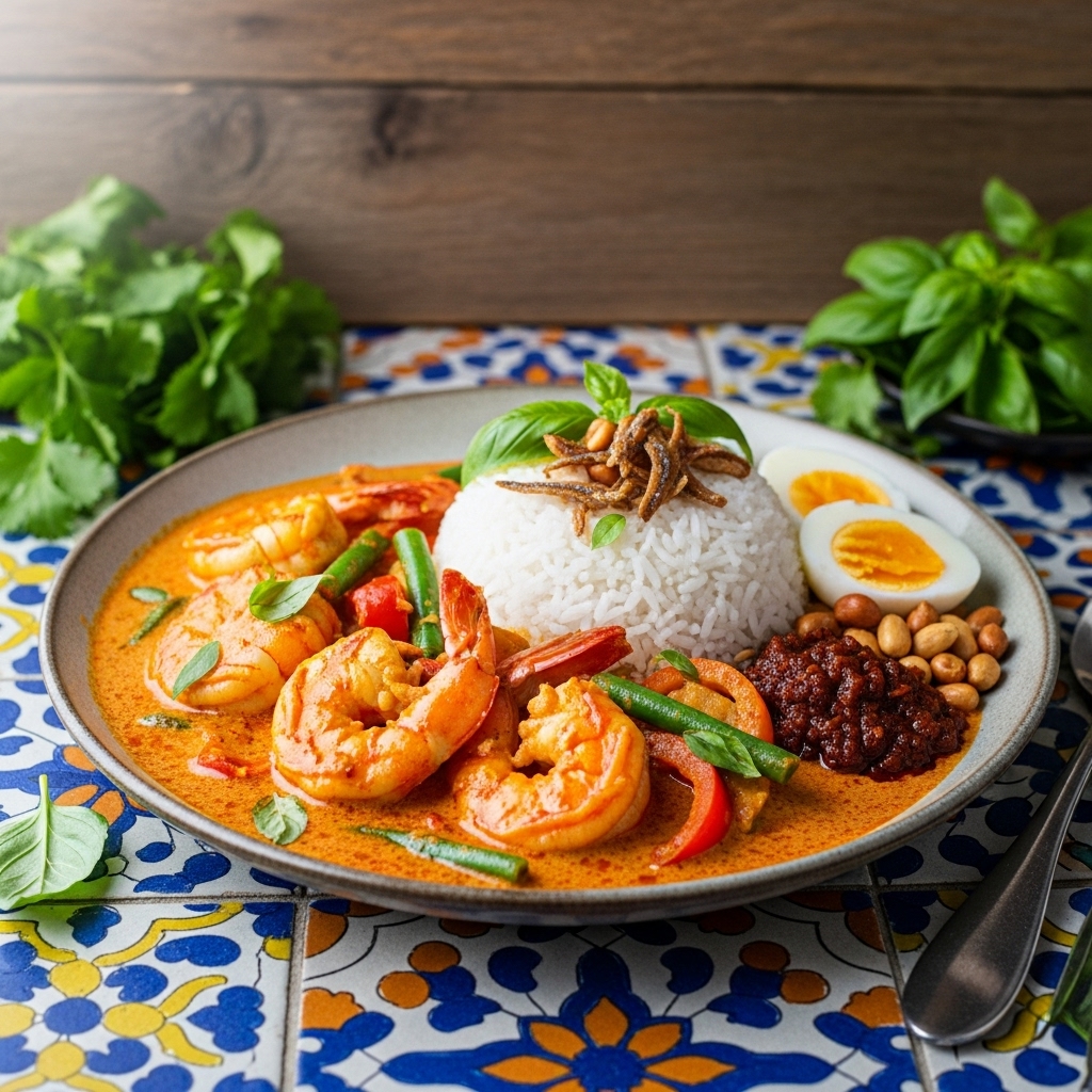 Delightful Gluten-Free Malaysian Shrimp Curry with Coconut Rice (Nasi Lemak)