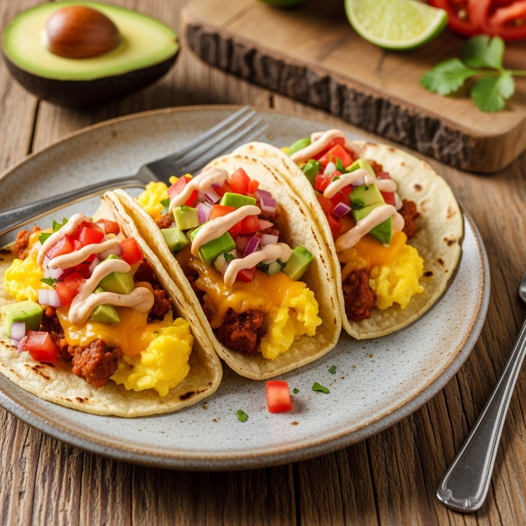“Delightful Gluten-Free Tex-Mex Brunch Tacos with Smoky Chipotle Crema”