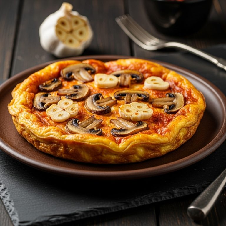 “Delightful Hungarian Paleo Brunch: Wholesome Paprika-Spiced Frittata with Garlic-Roasted Mushrooms”