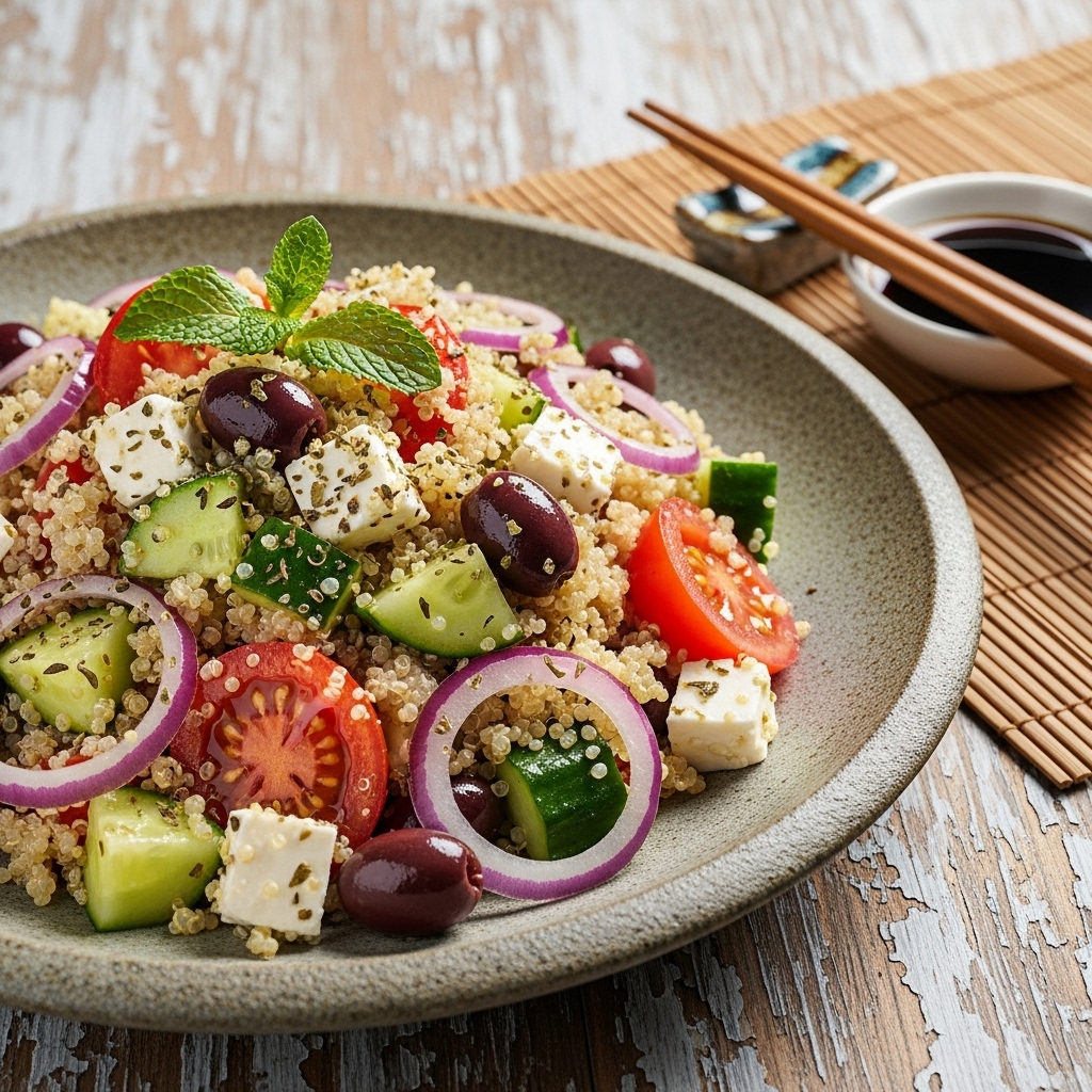 “Delightful Vegan Greek Snack: Mediterranean Quinoa Salad”