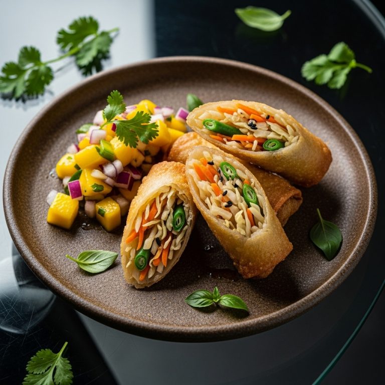 Delightful Vegetarian Filipino Lumpia with Mango Salsa
