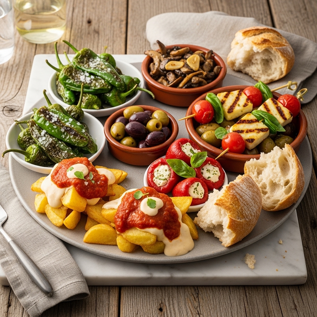 Delizioso Veggie Tapas Platter: A Cinematic Vegetarian Spanish Snack for Foodies