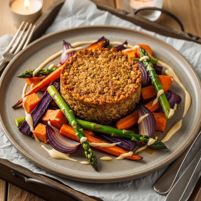 “Divine Vegan Haggis with Roasted Vegetables & Creamy Whisky Sauce – A Cinematic Scottish Feast!”