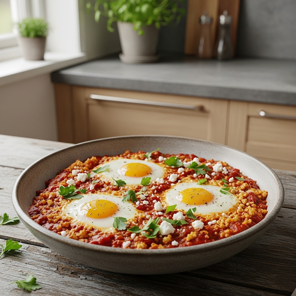 Egyptian-Inspired Keto Breakfast Shakshuka with Cauliflower Rice