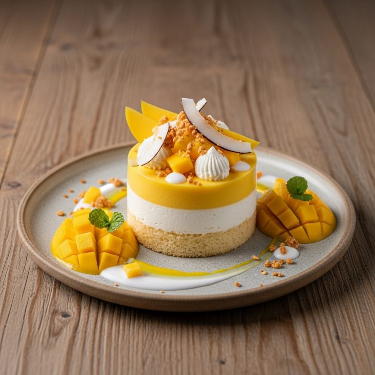 Elegant Cambodian Dessert: Mango Coconut Pudding Cake