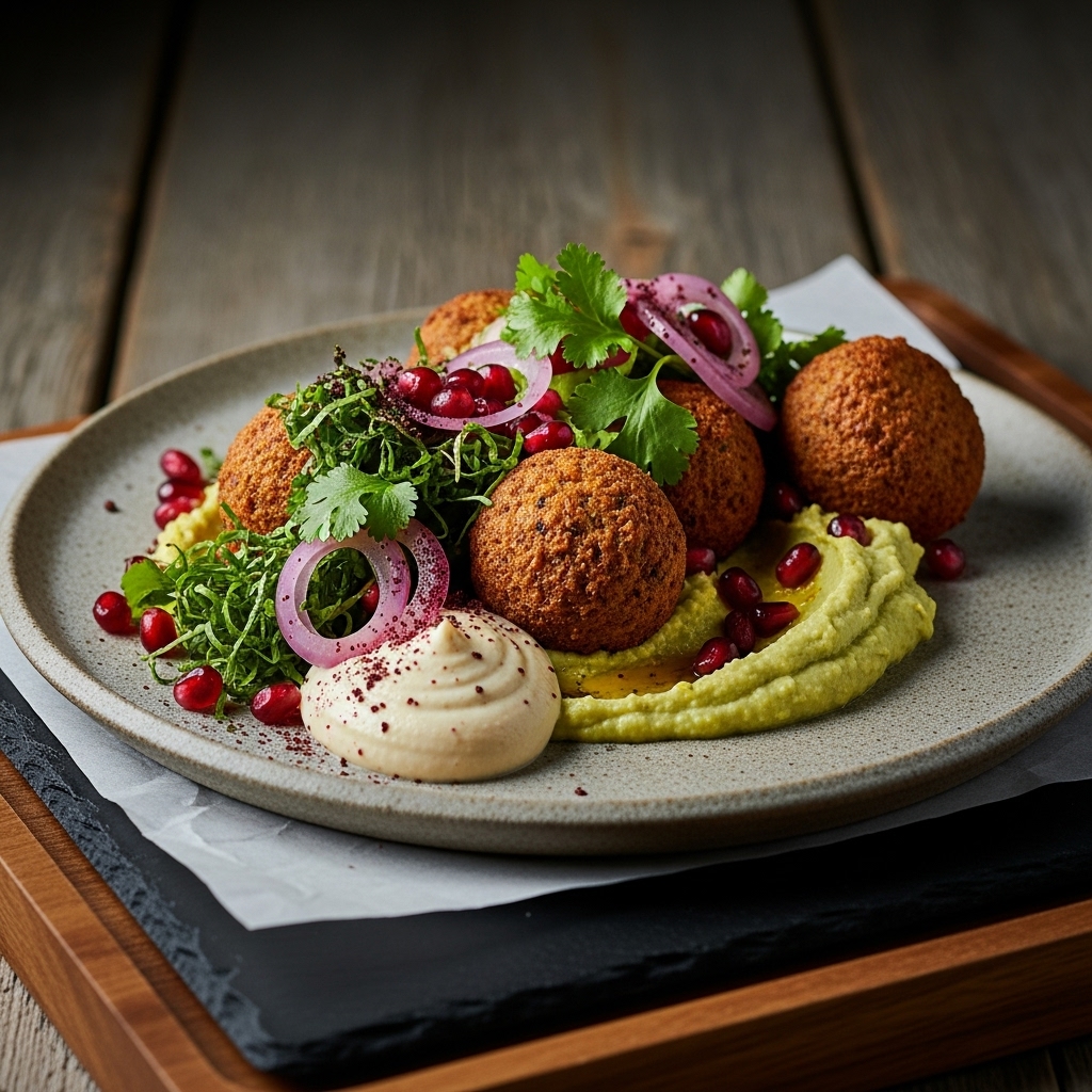 “Elegant Persian-Inspired Vegan Falafel Dinner: A Symphony of Textures & Flavors”