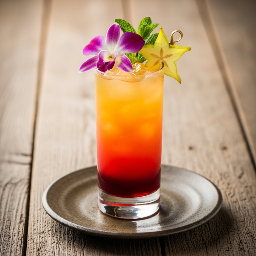 Elegant Tropical Sunset Mocktail