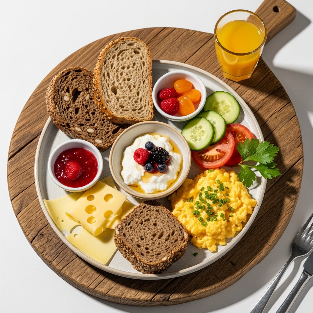 “Elegant Vegetarian German Breakfast: A Flavorful and Visually Stunning Meal”